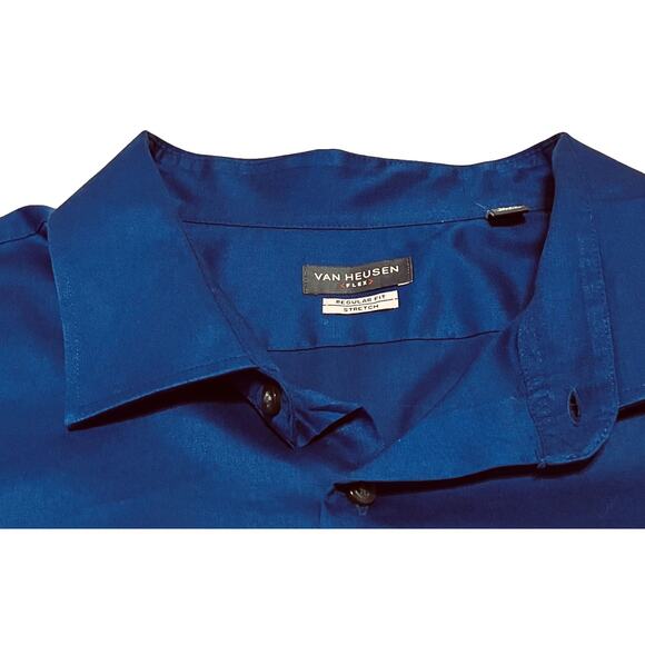 VAN HEUSEN FLEX LONG SLEEVE BUTTON DOWN SHIRT, MENS, 18-1/2 (36/37), ROYAL BLUE - Picture 2 of 12